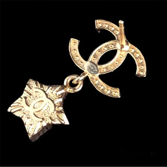 Chanel CC Crystal and Pearl Star Dangle Earrings ABC402 logo - Picture 5 of 12